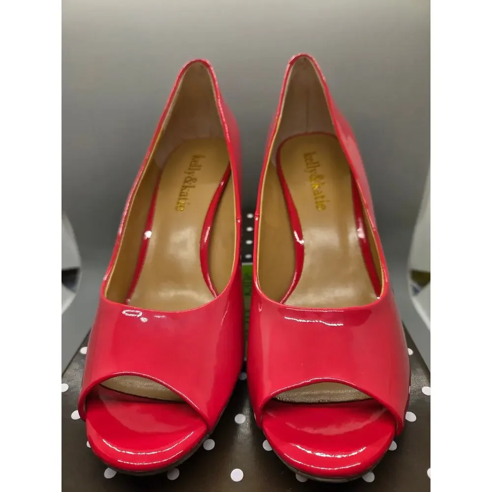 Kelly & Katie Izzy peep-toe patent pumps in Glossy Fuchsia Pink Size 6M
